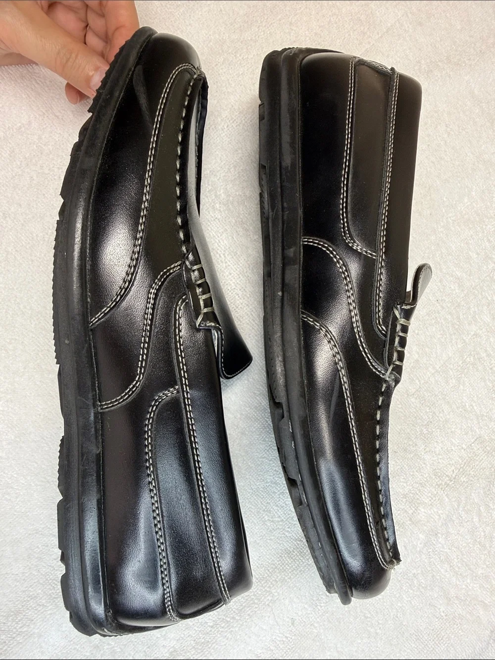 Nunn Bush Cale Black Leather Slip On Loafers Driving Moc Toe Men Preppy Comfy 8